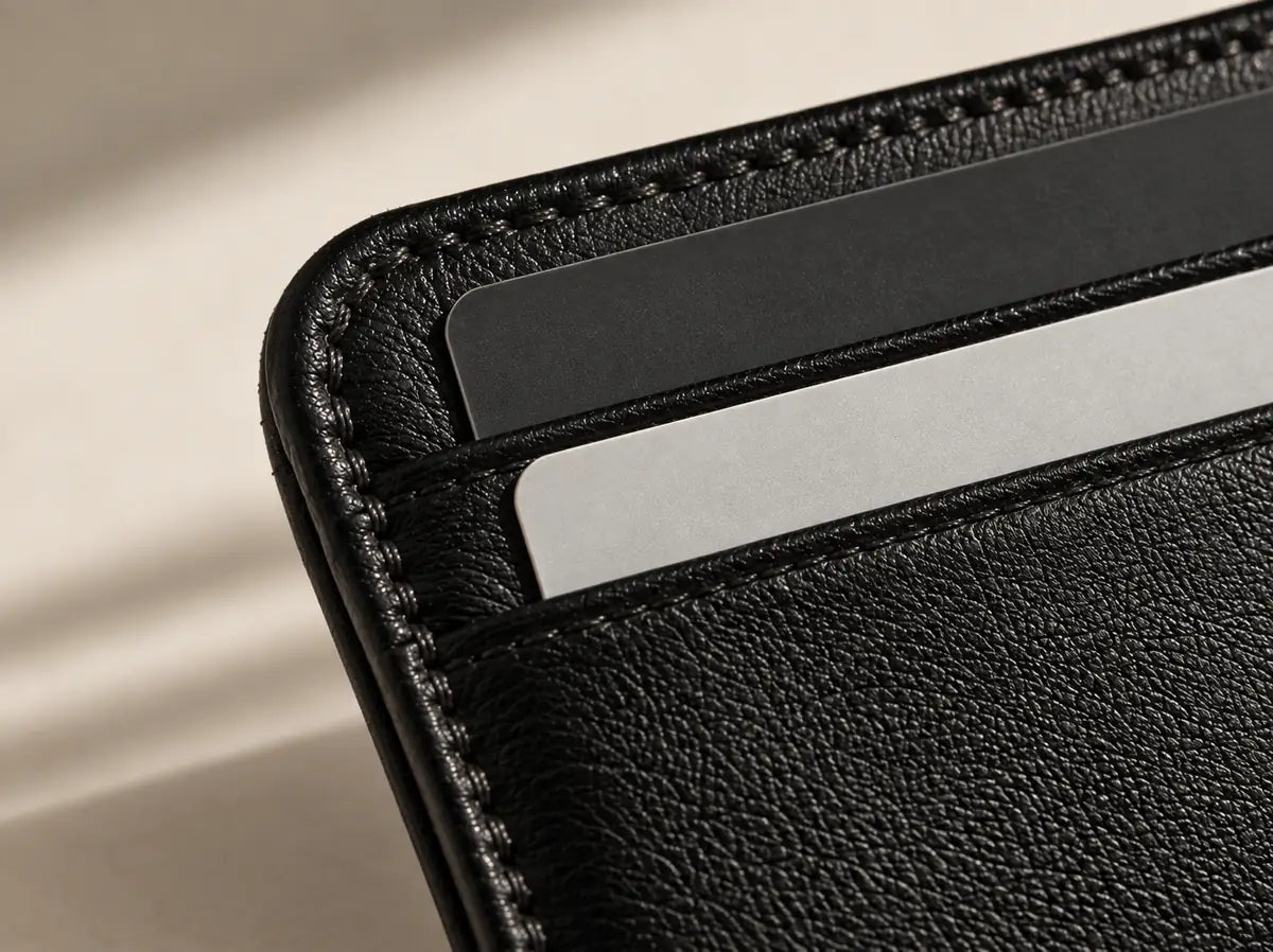 Detail of the black wallet